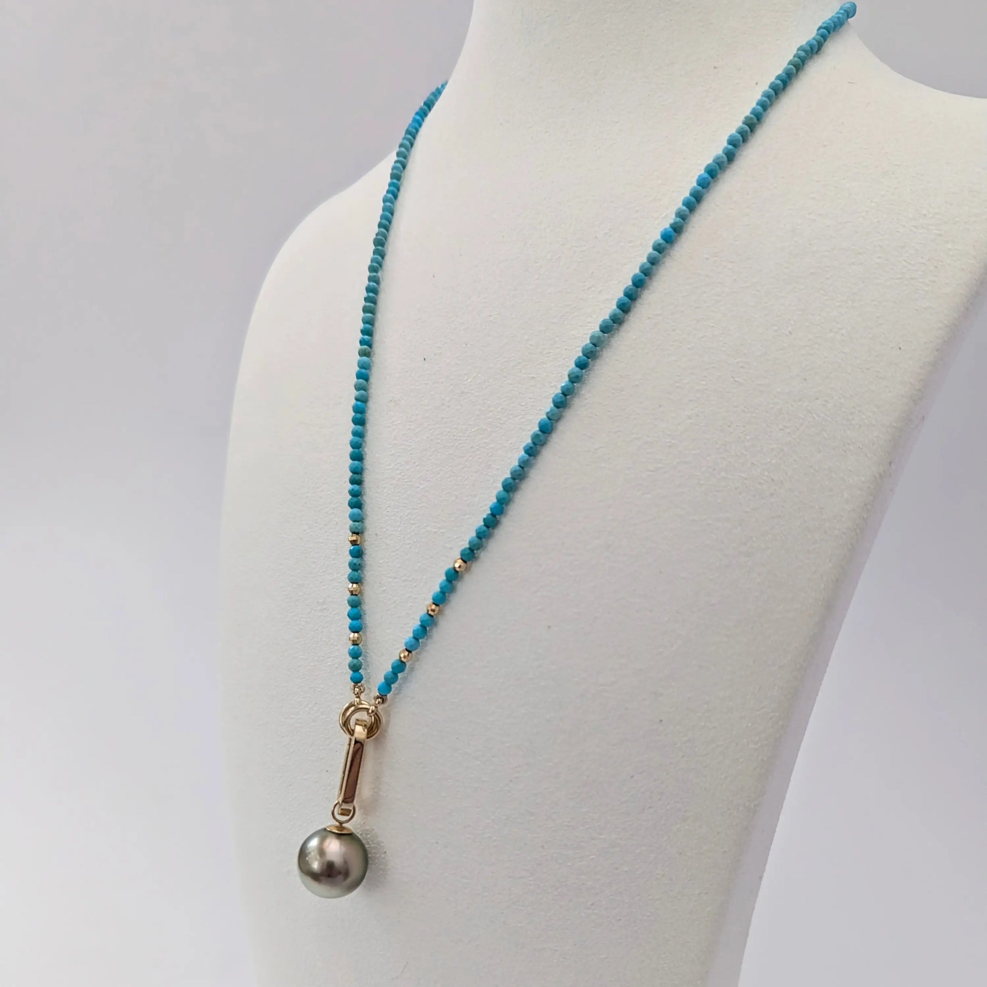 Tiny Arizona Turquoise Bead Claspless Necklace - Necklaces