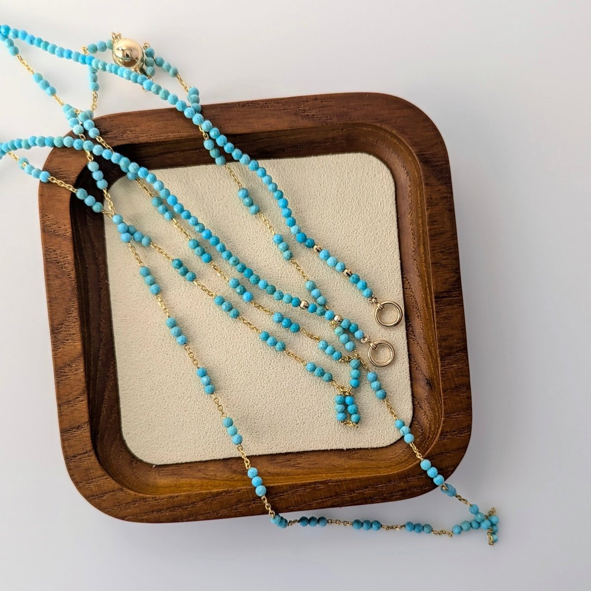 Tiny Arizona Turquoise Bead Claspless Necklace - Marina Korneev