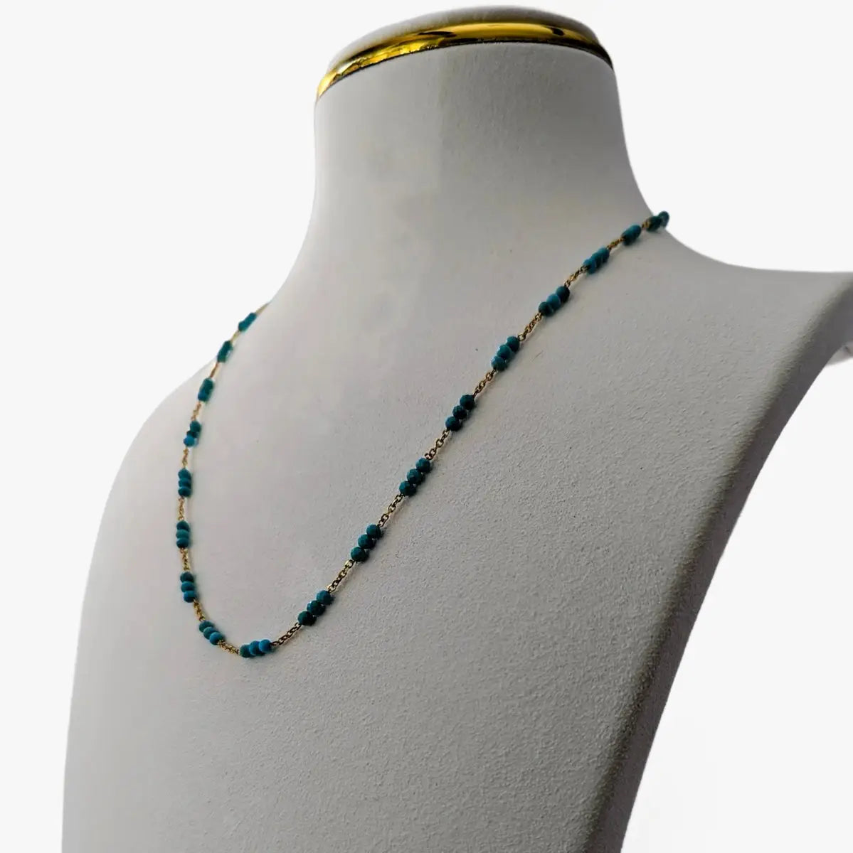 Tiny Arizona Turquoise Beads Gold Chain Station Necklace - Marina Korneev