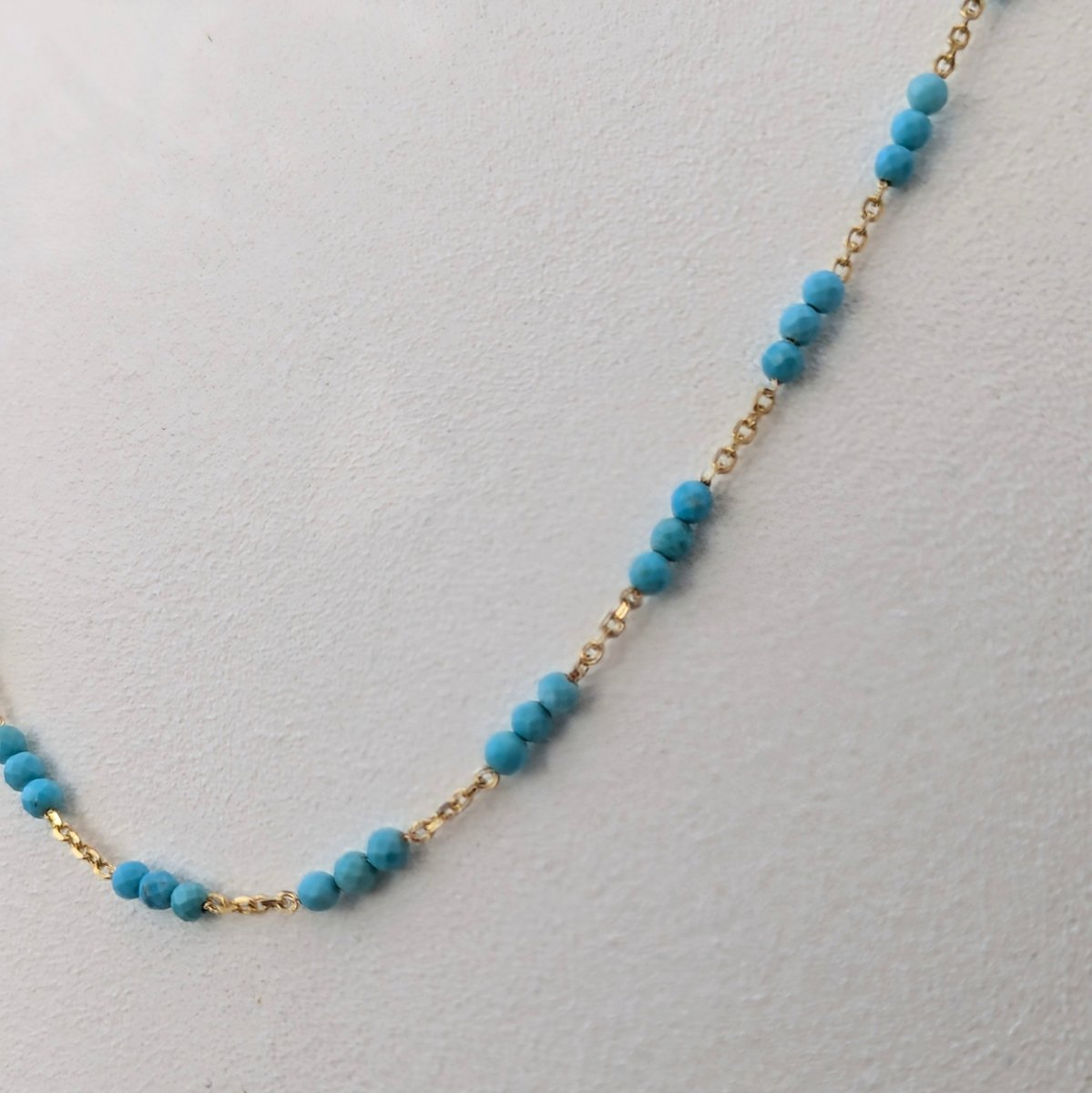 Tiny Arizona Turquoise Beads Gold Chain Station Necklace - Marina Korneev