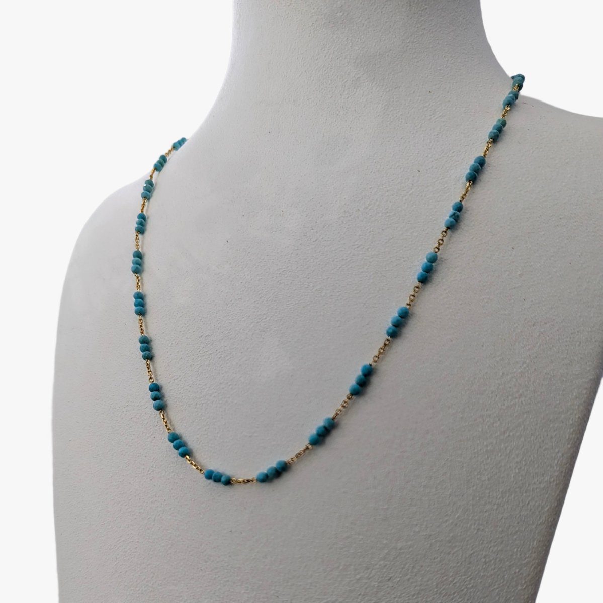 Tiny Arizona Turquoise Beads Gold Chain Station Necklace - Marina Korneev