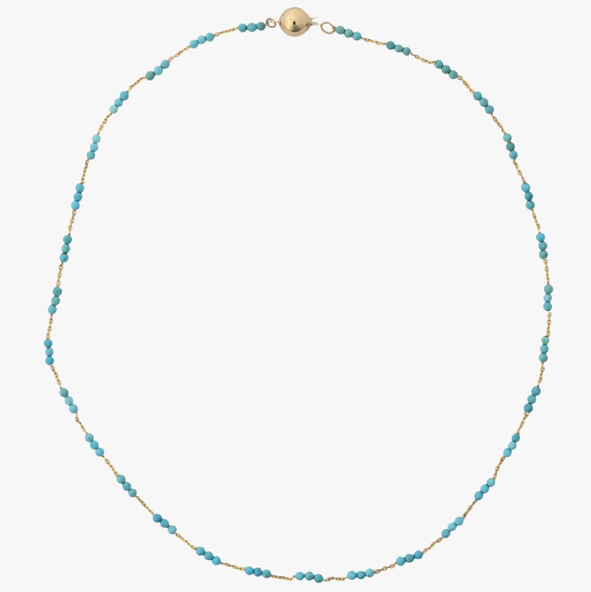 Tiny Arizona Turquoise Beads Gold Chain Station Necklace - Marina Korneev