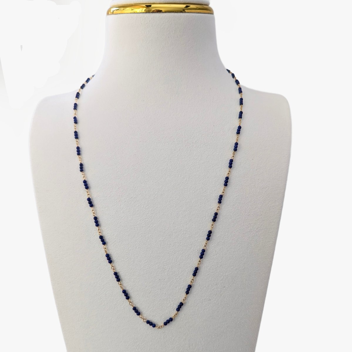 Tiny Lapis Lazuli Beads Gold Chain Station Necklace - Marina Korneev