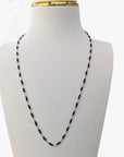 Tiny Lapis Lazuli Beads Gold Chain Station Necklace - Marina Korneev