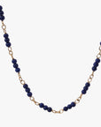 Tiny Lapis Lazuli Beads Gold Chain Station Necklace - Marina Korneev