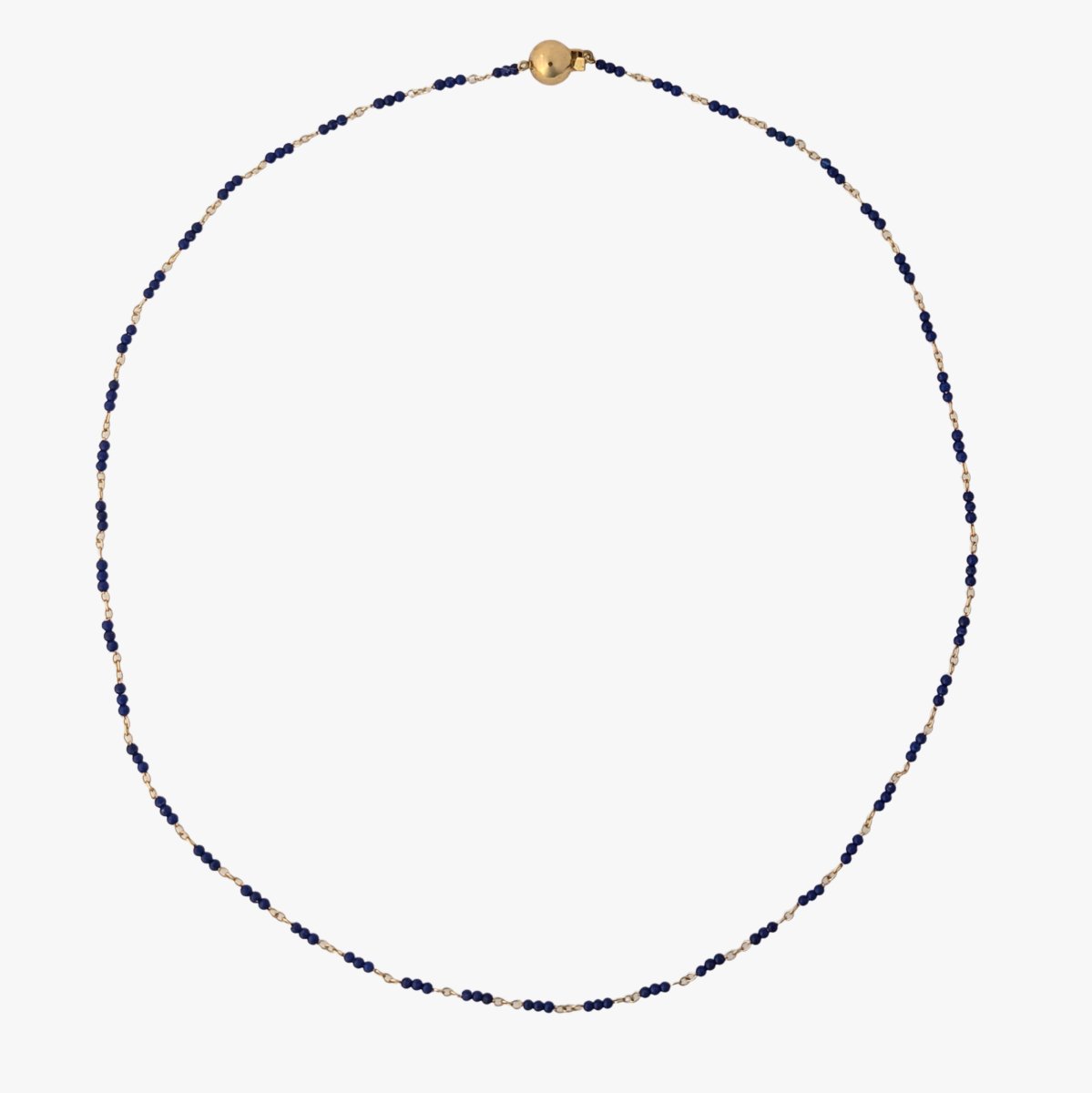 Tiny Lapis Lazuli Beads Gold Chain Station Necklace - Marina Korneev