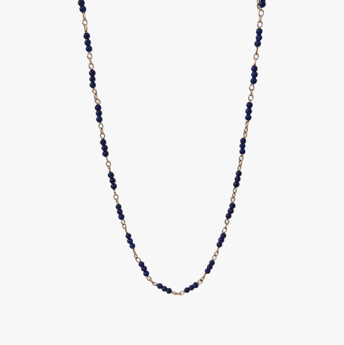 Tiny Lapis Lazuli Beads Gold Chain Station Necklace - Marina Korneev