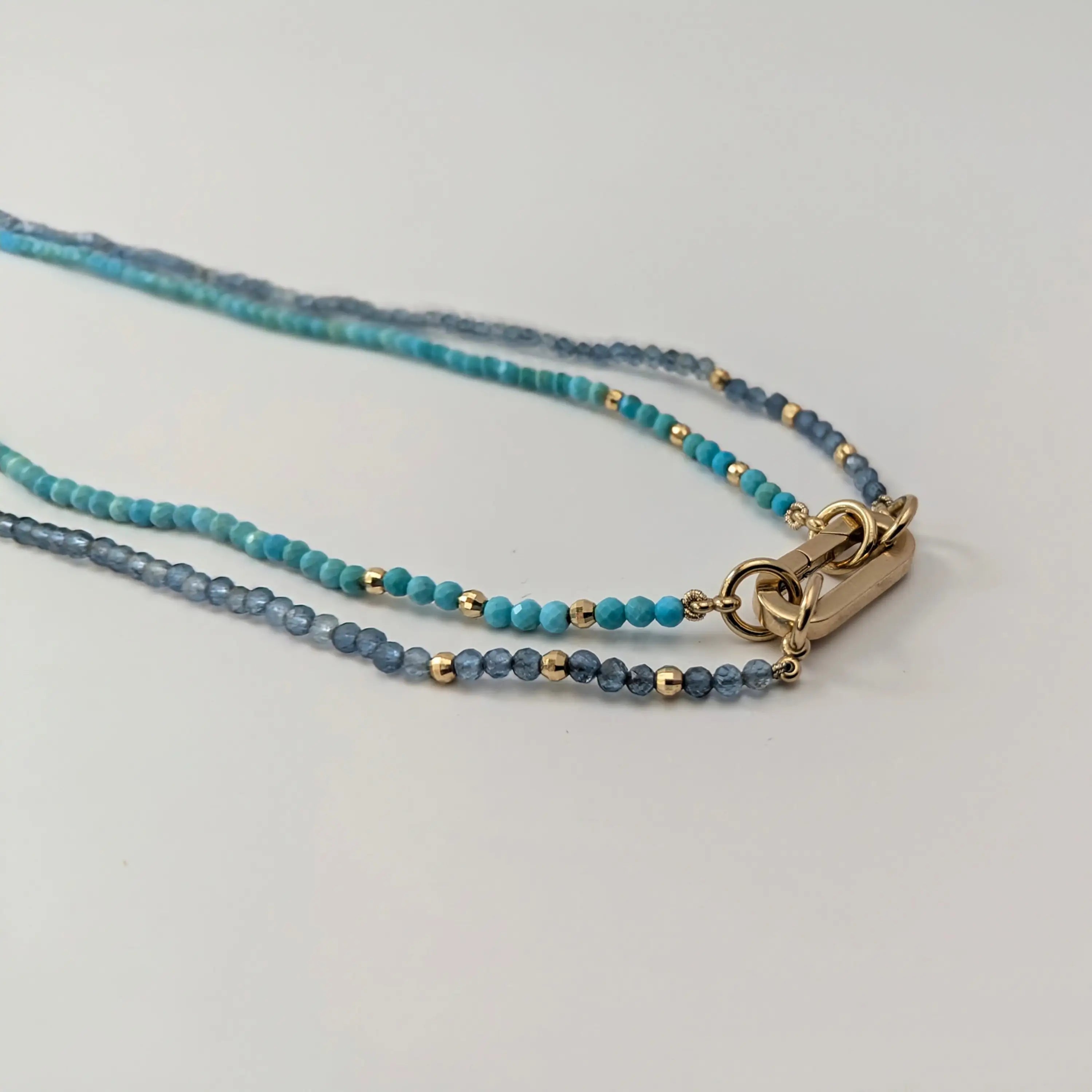 Tiny Santa Maria Aquamarine Bead Claspless Necklace - Necklaces