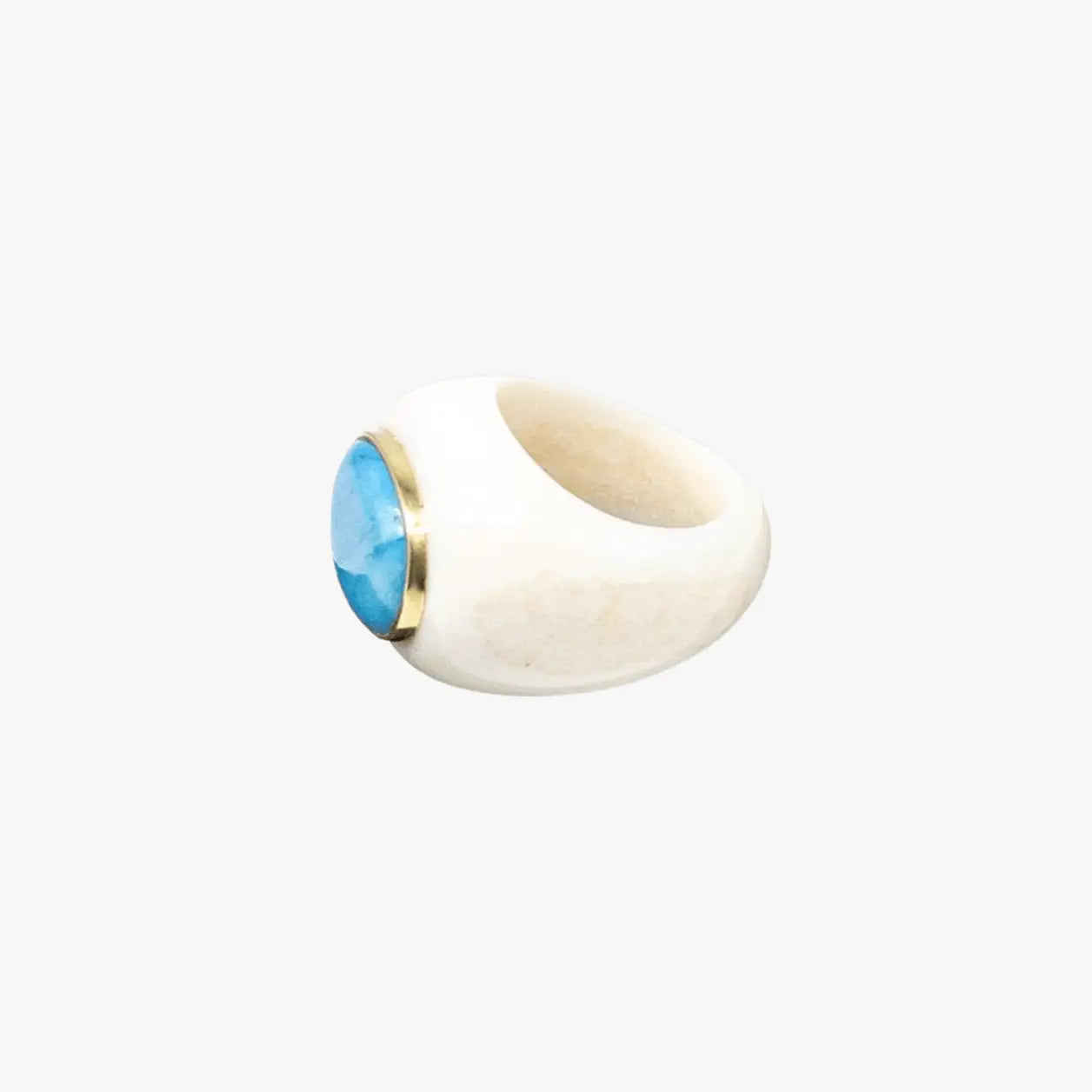 Vintage Walrus Tusk and Turquoise Ring - Marina Korneev Fine Pearls