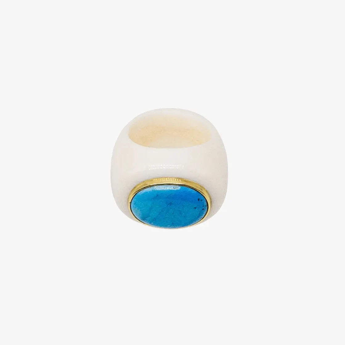 Vintage Walrus Tusk and Turquoise Ring - Marina Korneev Fine Pearls