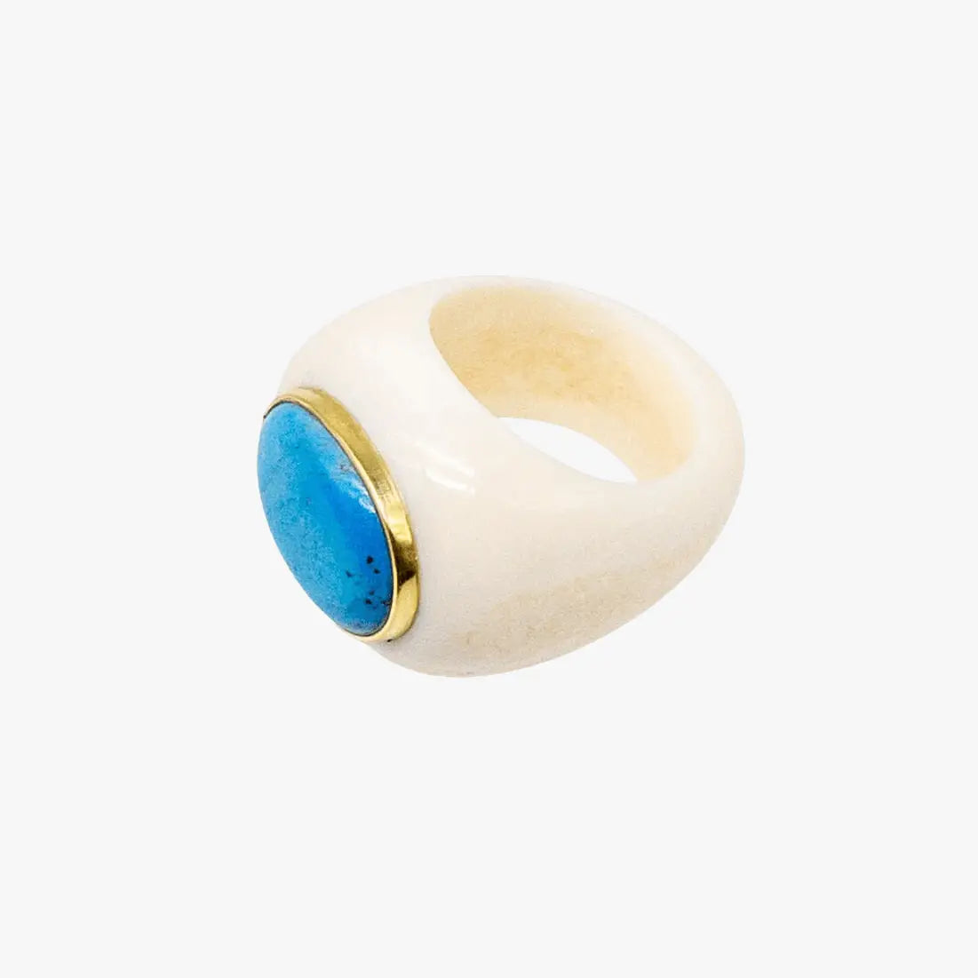 Vintage Walrus Tusk and Turquoise Ring - Marina Korneev Fine Pearls