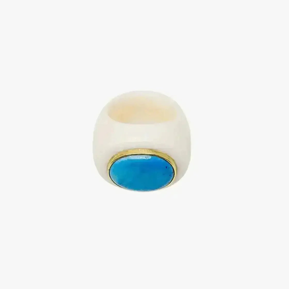 Vintage Walrus Tusk and Turquoise Ring - Marina Korneev