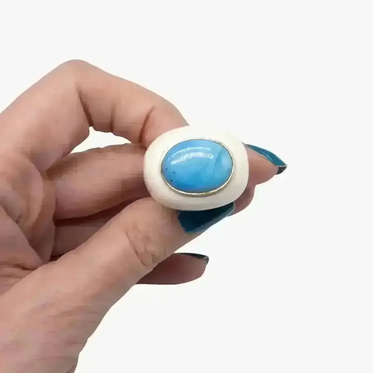 Vintage Walrus Tusk and Turquoise Ring - Marina Korneev