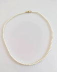 White baby Akoya Pearl Necklace Chain with 14K White Gold Clasp Marina Pearls