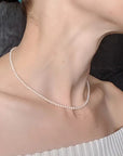 White baby Akoya Pearl Necklace Chain with 14K White Gold Clasp Marina Pearls