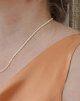 White baby Akoya Pearl Necklace Chain with 14K White Gold Clasp Marina Pearls