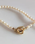 White baby Akoya Pearl Necklace Chain with 14K White Gold Clasp Marina Pearls