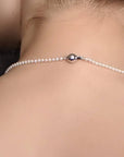 White baby Akoya Pearl Necklace Chain with 14K White Gold Clasp Marina Pearls