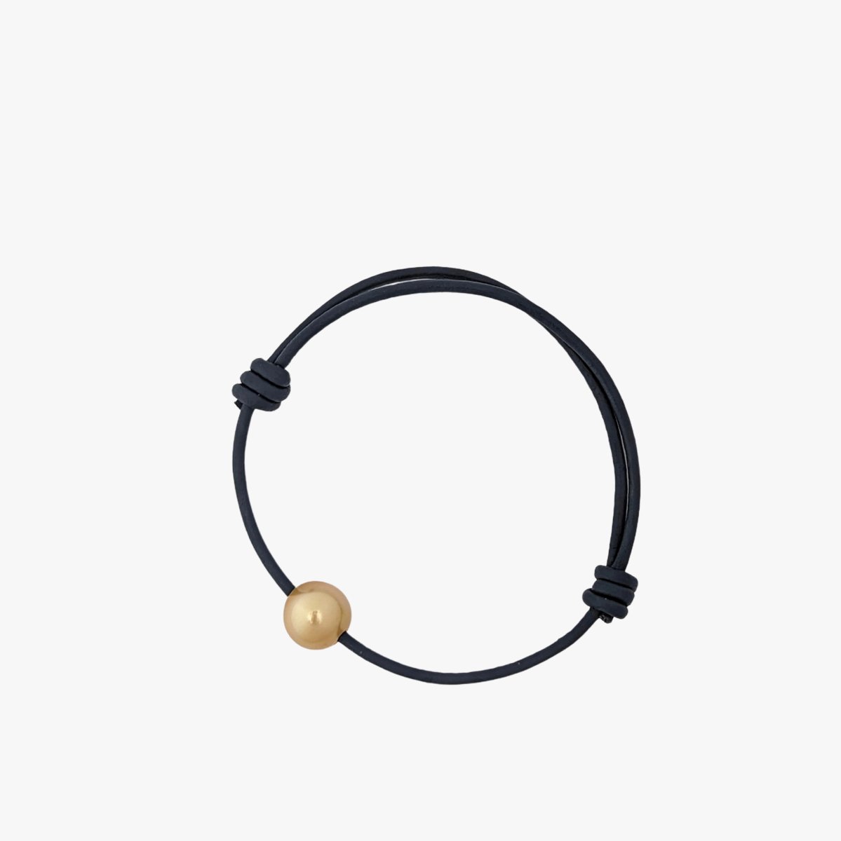 Golden South Sea Pearl and Leather Cord Adjustable Bracelet - Marina Korneev Fine Pearls