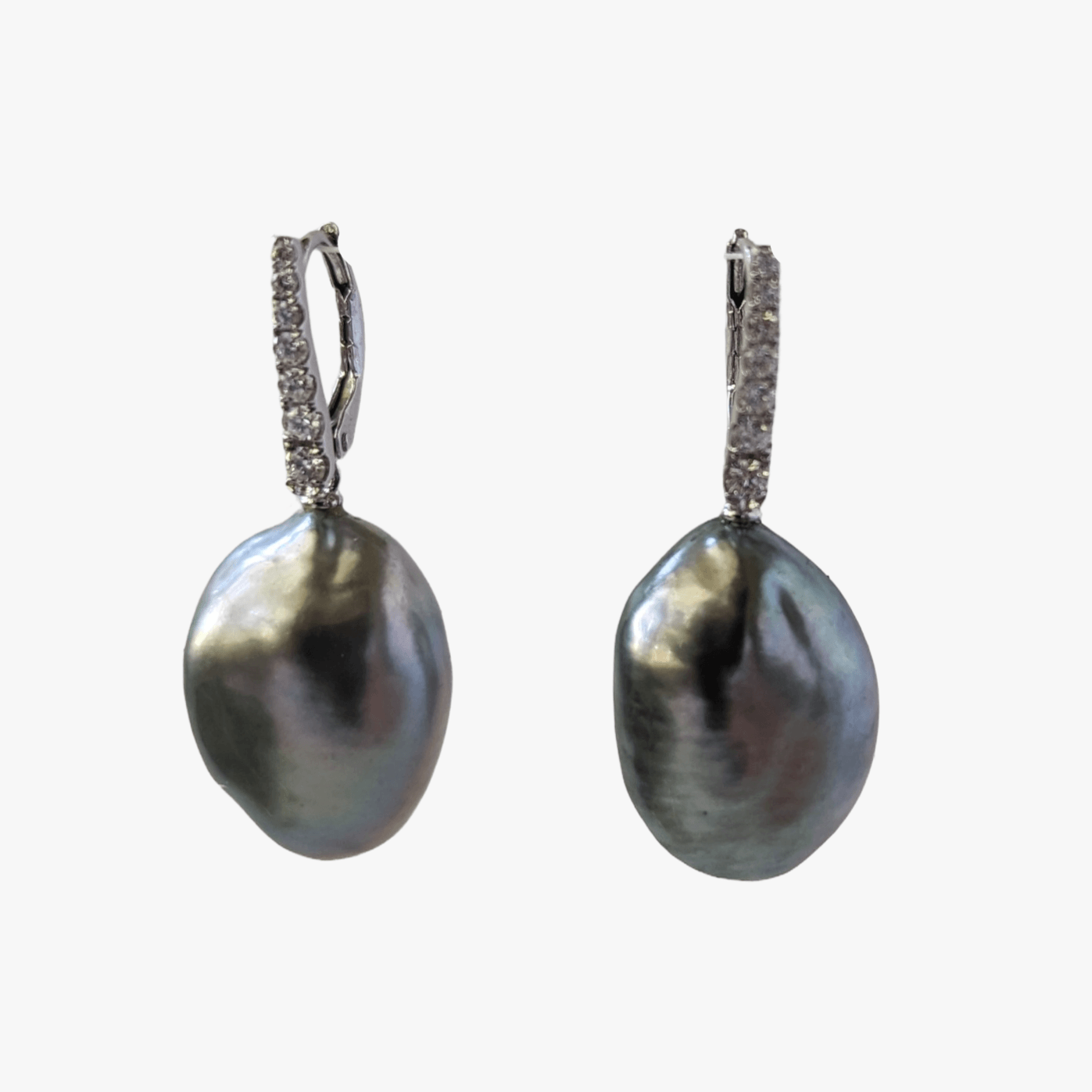 19-20mm Tahitian Keshi Pearl Dangling Lever-Back Earrings - Marina Korneev Fine Pearls
