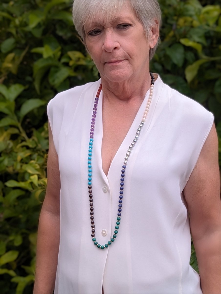 8.0-8.5mm Tahitian Pearl & Multi Gem Necklace - Marina Korneev Fine Pearls