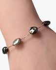 9-10mm Tahitian Keshi Pearl Station Tin Cup Chain Bracelet - Marina Korneev Fine Pearls