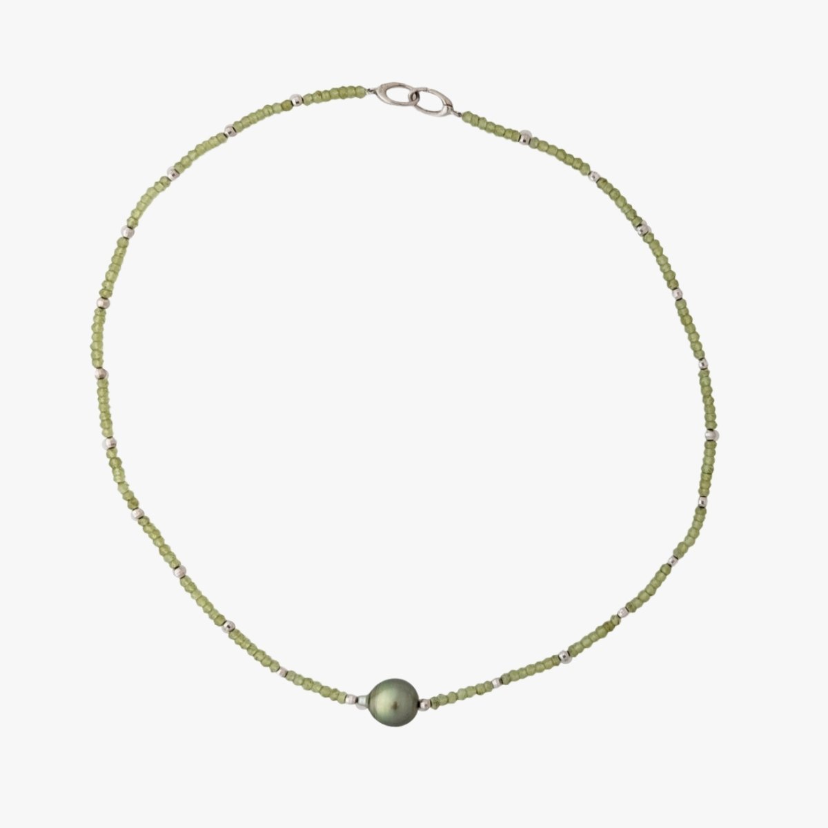 11-12mm Tahitian Pearl and Peridot Beads Necklace - Marina Korneev Fine Pearls