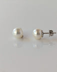 8.0-8.5mm White Akoya Pearl Stud Earrings - Marina Korneev Fine Pearls