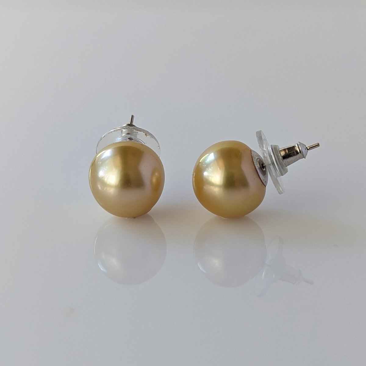 11-12mm Golden South Sea Pearl Stud Earrings - Marina Korneev Fine Pearls