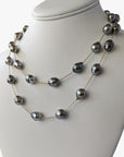 9-11mm Semi-Baroque Tahitian Pearl Station Long Necklace - Marina Korneev Fine Pearls