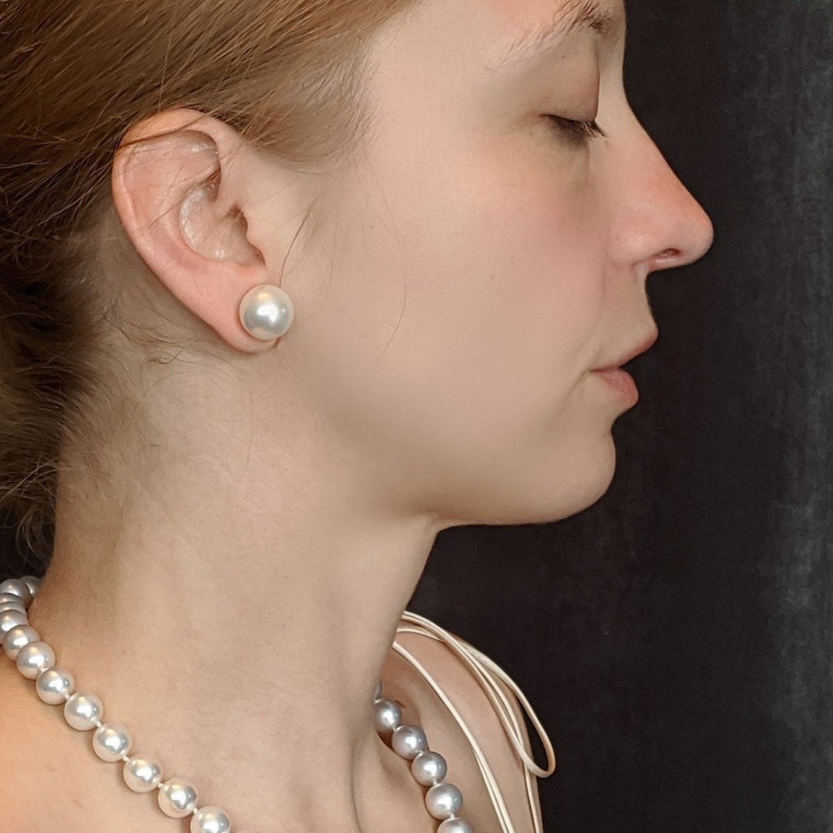 12-13mm Amazing White South Sea Pear Stud Earrings - Marina Korneev Fine Pearls