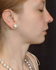 12-13mm Amazing White South Sea Pear Stud Earrings - Marina Korneev Fine Pearls