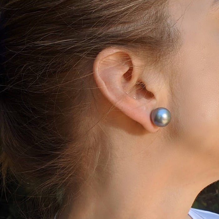 13-14mm Tahitian Pearl Stud Earrings - Marina Korneev Fine Pearls
