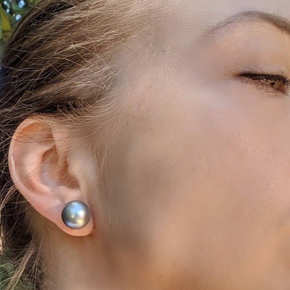13-14mm Tahitian Pearl Stud Earrings - Marina Korneev Fine Pearls