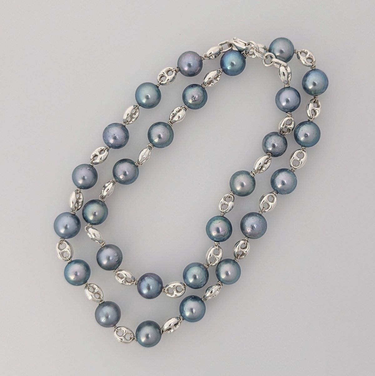 7.5-8.0mm Wire Wrap Dyed Akoya Pearl Necklace - Marina Korneev Fine Pearls