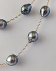 9-11mm Semi-Baroque Tahitian Pearl Station Long Necklace - Marina Korneev Fine Pearls