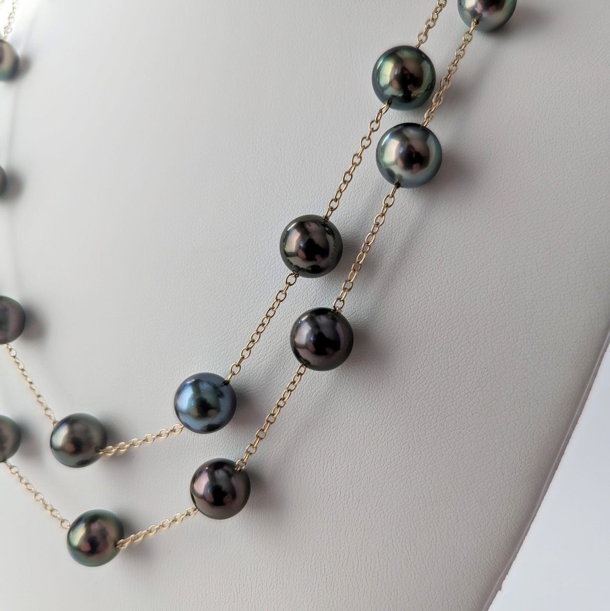 9-11mm EXCEPTIONAL Round Tahitian Pearl Station Long Necklace - Marina Korneev Fine Pearls