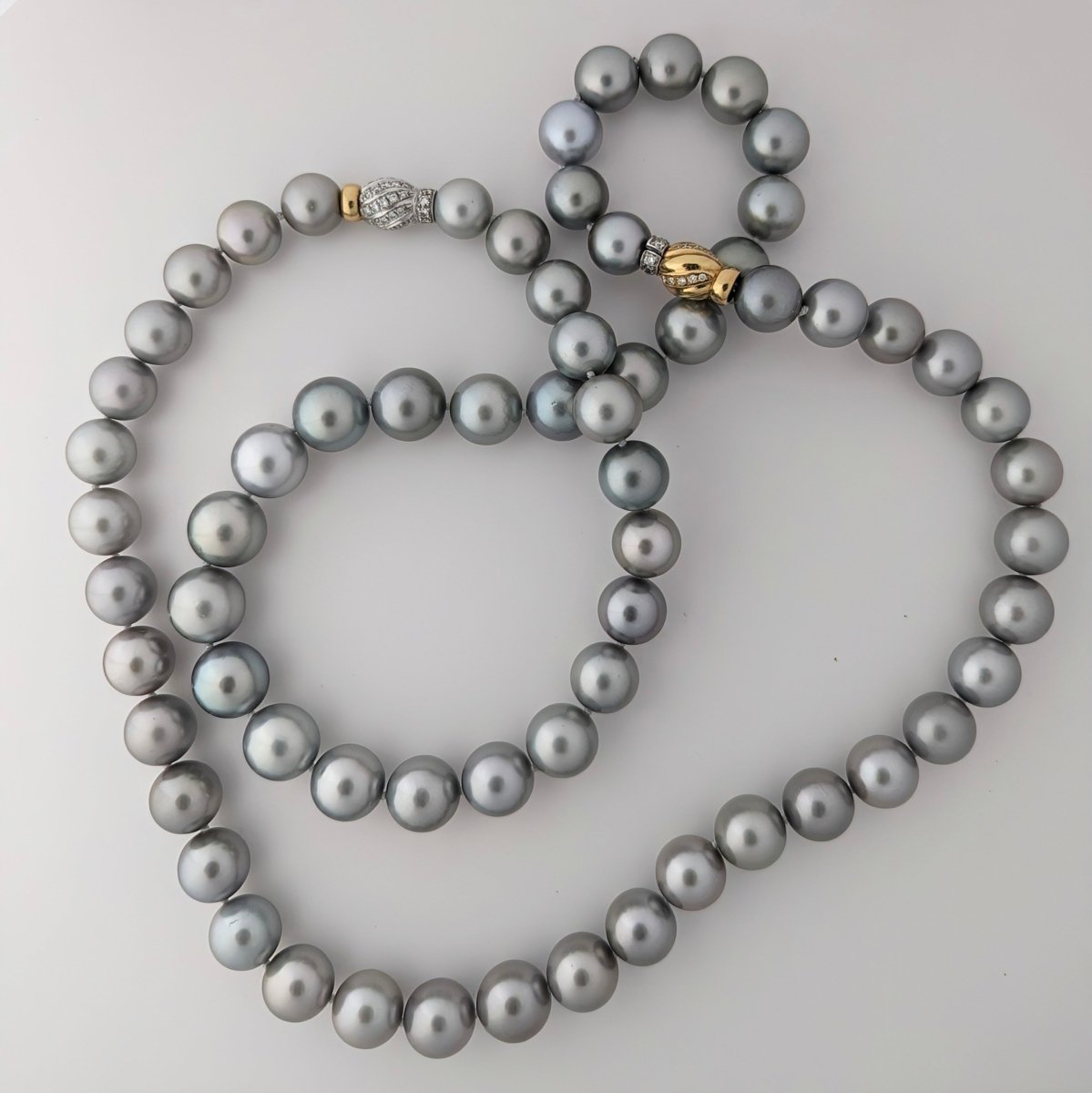 12-14mm REGAL! Silver Slate Tahitian Pearl Necklace - Marina Korneev Fine Pearls