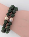 10-11mm Chinese Freshwater Edison Pearl Nephrite Stretch Bracelet - Marina Korneev Fine Pearls