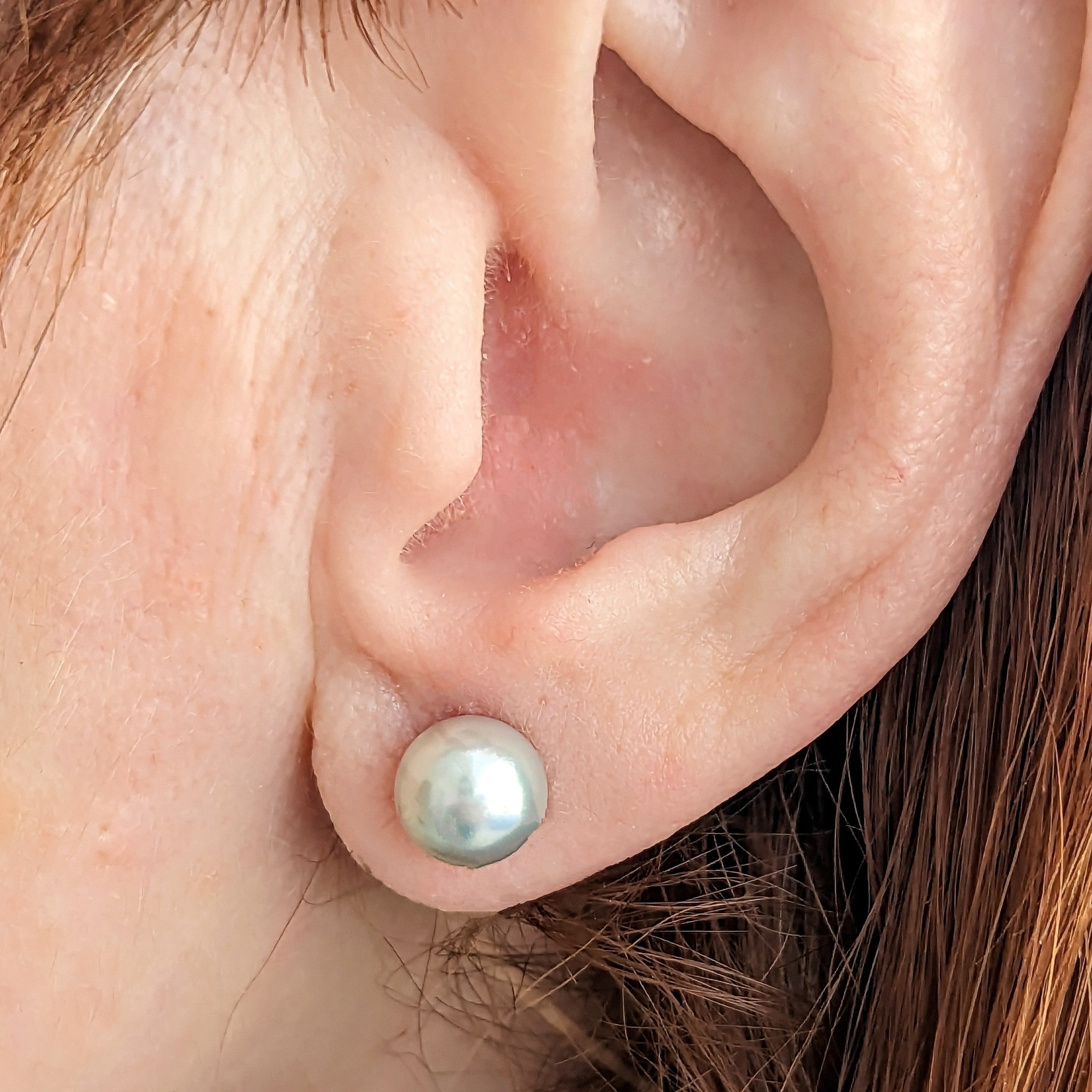 7.5-8.0mm Blue Akoya Pearl Stud Earrings - Marina Korneev Fine Pearls