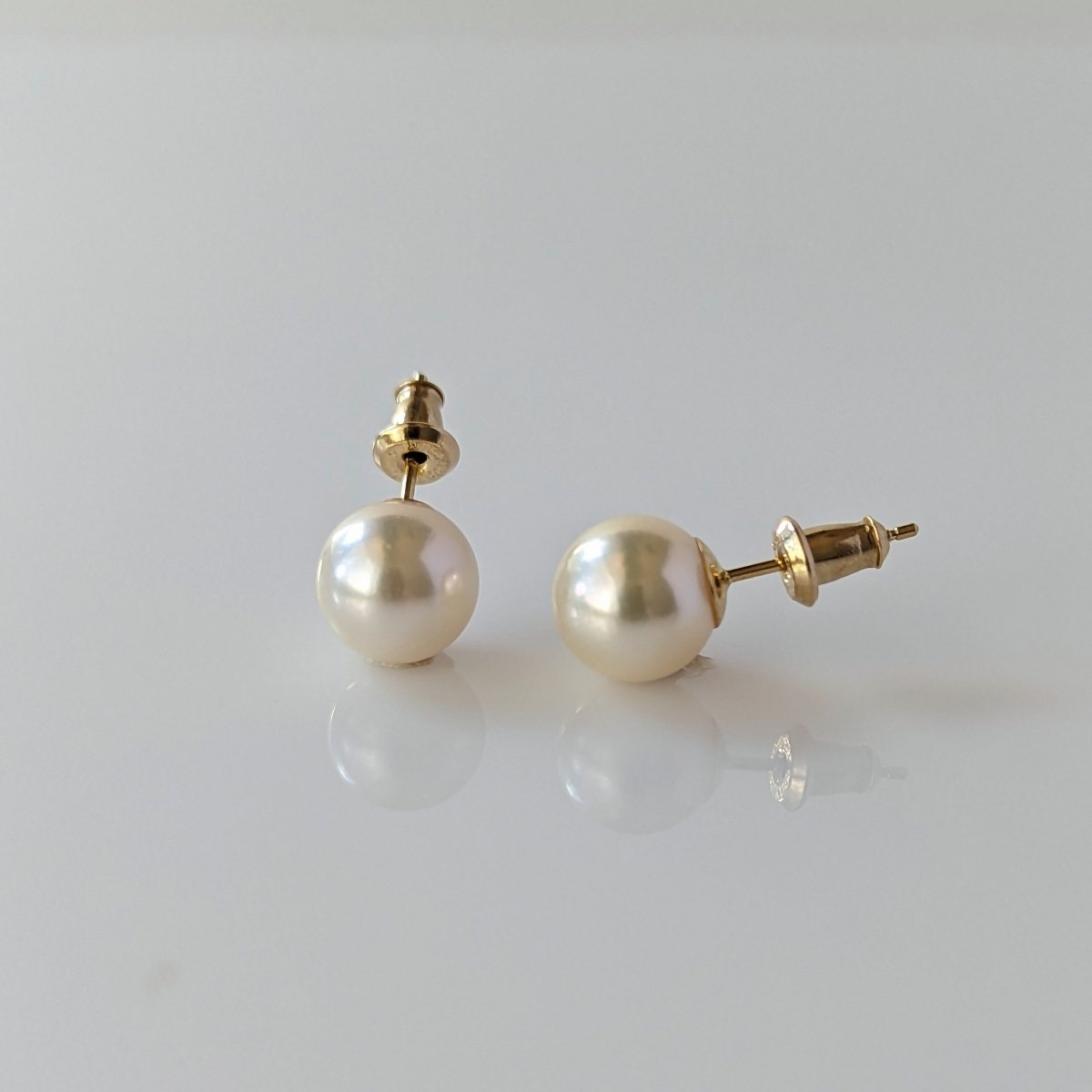 8.0-8.5mm Cream White Akoya Pearl Stud Earrings - Marina Korneev Fine Pearls