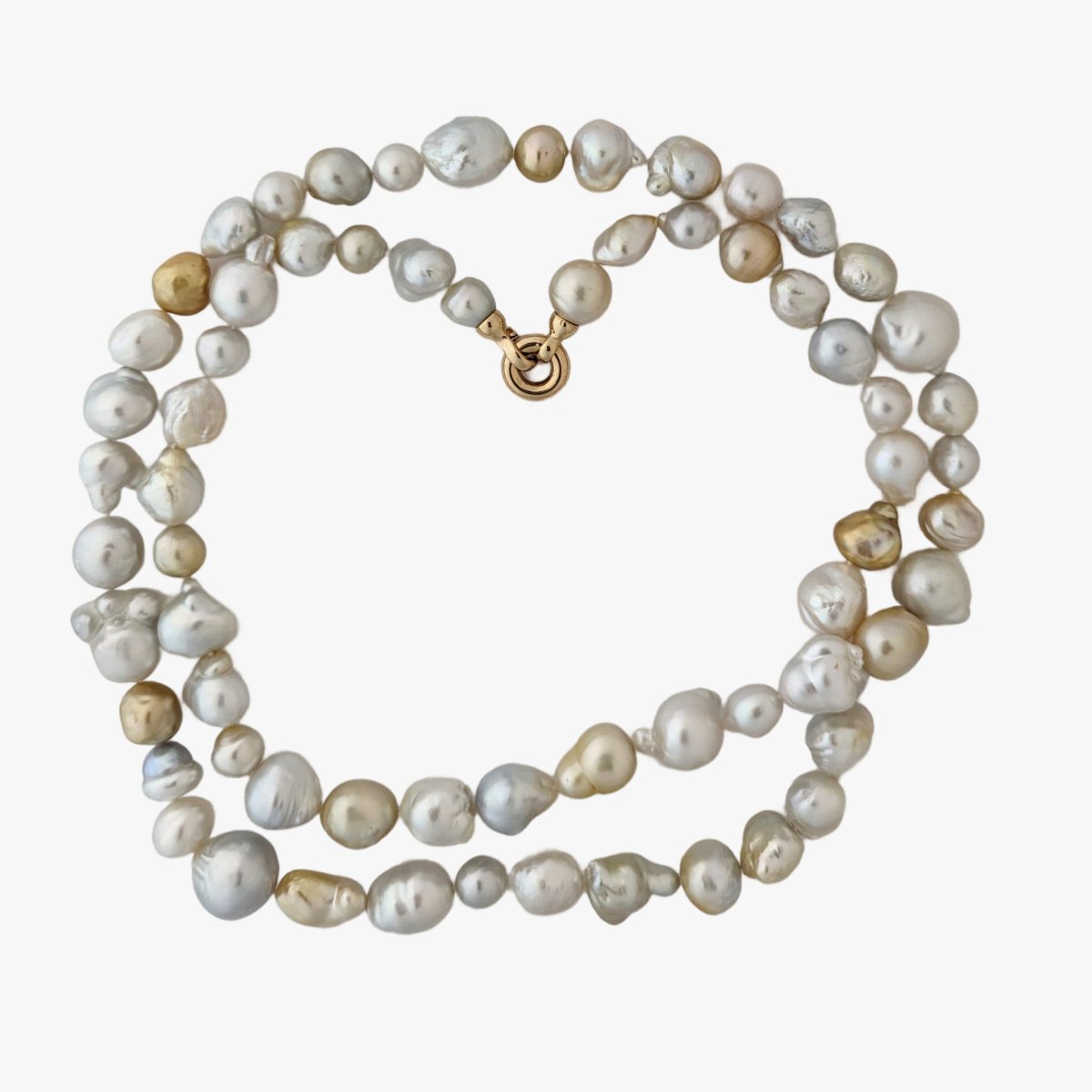 Harvest Strand: 9-19mm White &amp; Golden South Sea Pearl Necklace - Marina Korneev Fine Pearls