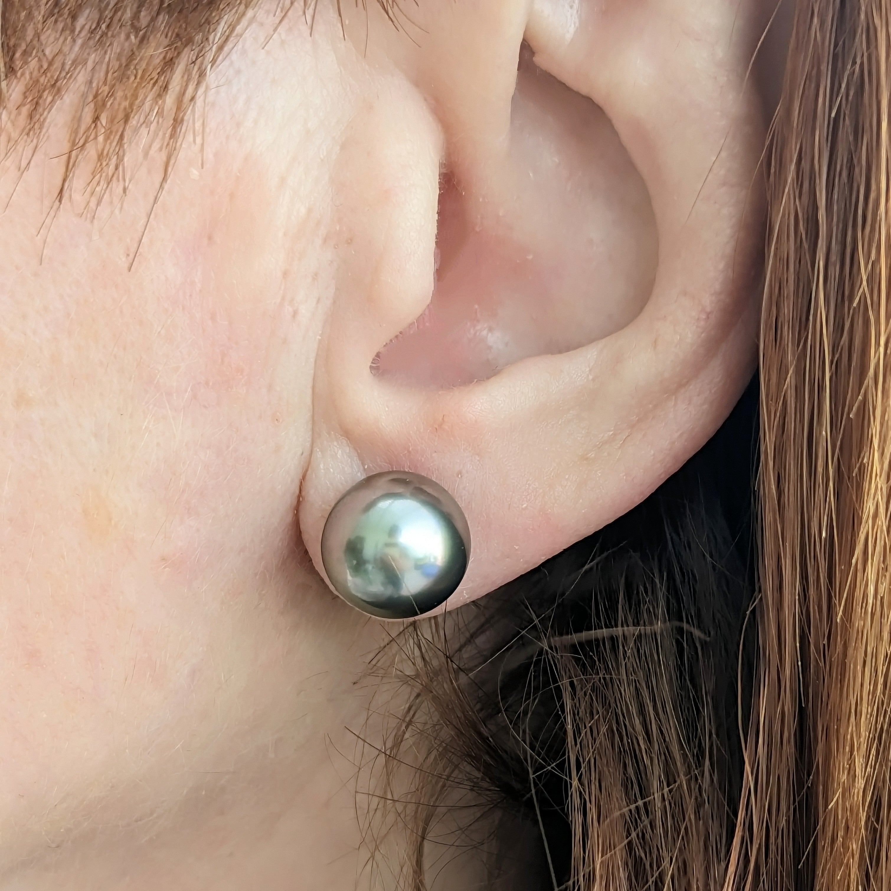 11-12mm Tahitian Pearl Stud Earrings - Marina Korneev Fine Pearls