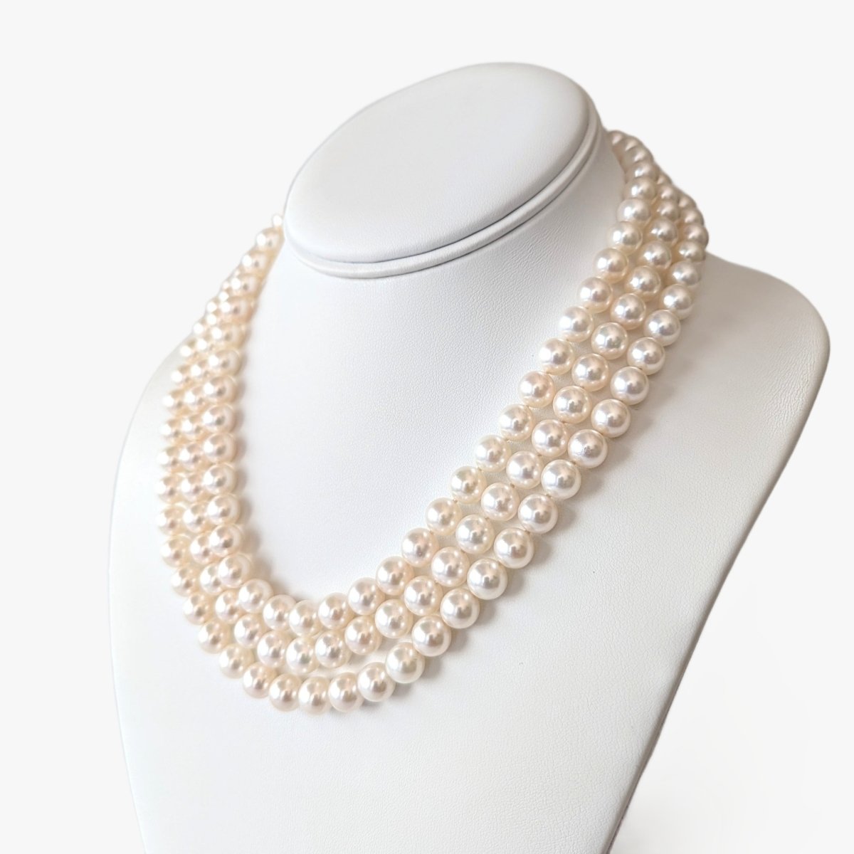 8.0-8.5mm Classic White Akoya Pearl Multistrand Necklace - Marina Korneev Fine Pearls
