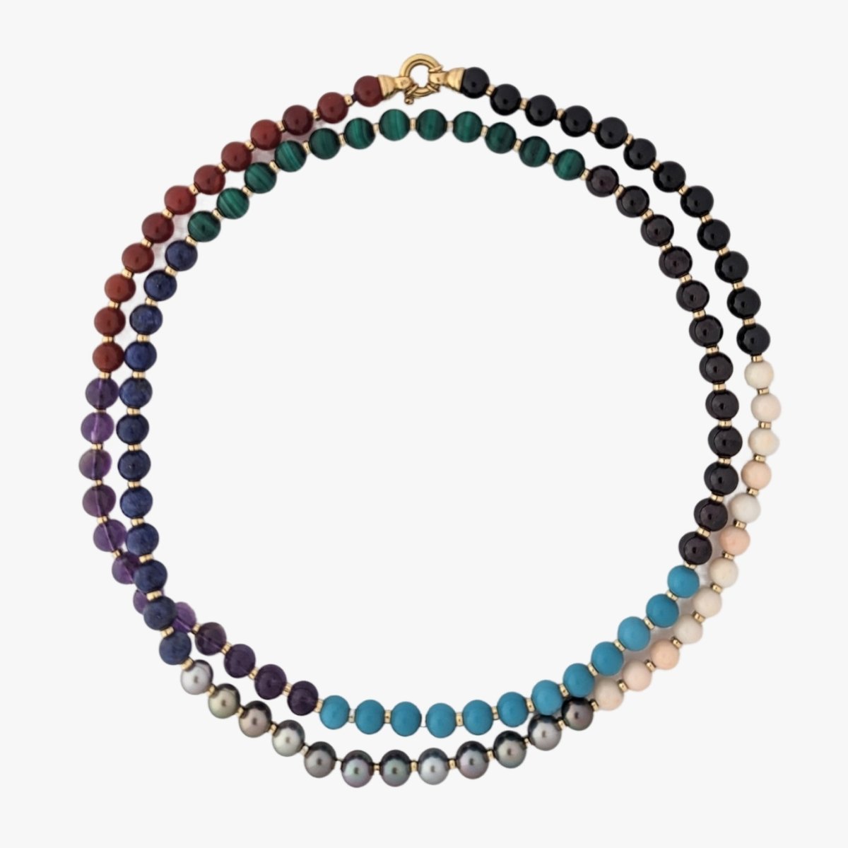 8.0-8.5mm Tahitian Pearl &amp; Multi Gem Necklace - Marina Korneev Fine Pearls