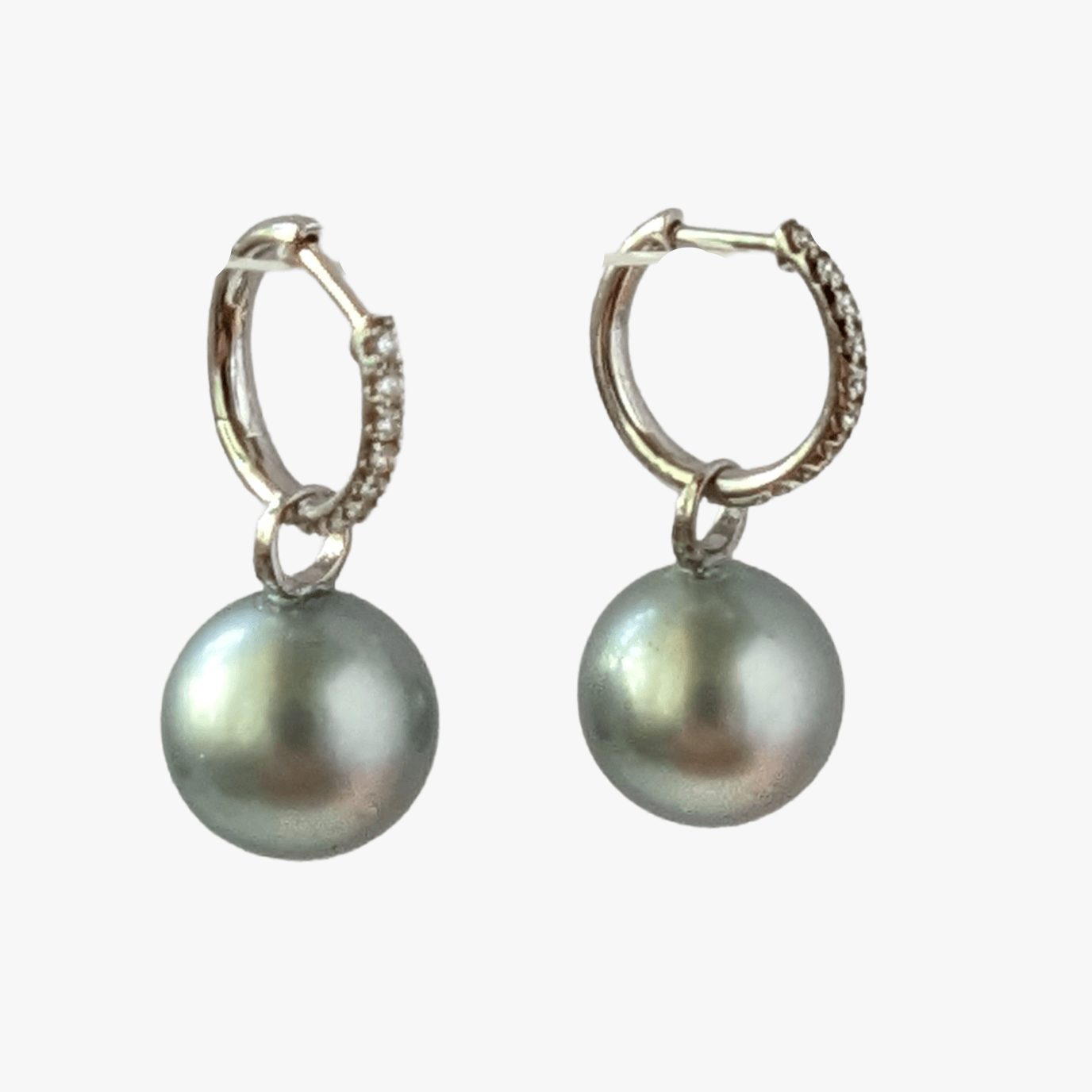 11-12mm Tahitian Pearl Diamonds Drop Earrings - Marina Korneev Fine Pearls